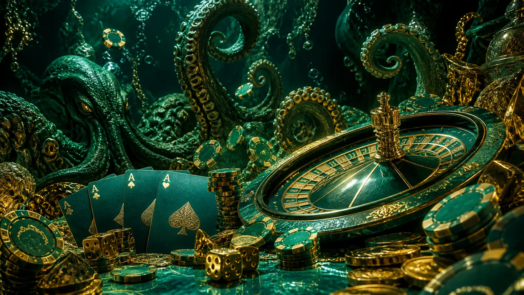 Cinematic casino hero banner for Betmica with luxurious poker chips and glowing elements, embodying a premium gaming atmosphe